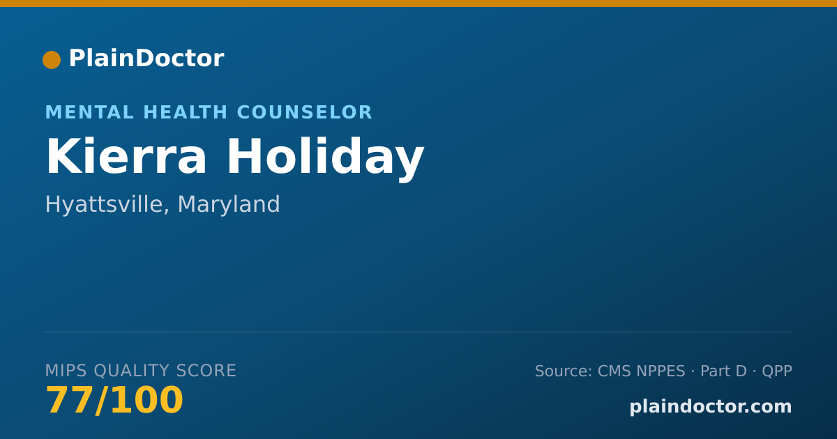 Shareable card for Kierra Holiday - Mental Health Counselor, Hyattsville, MD
