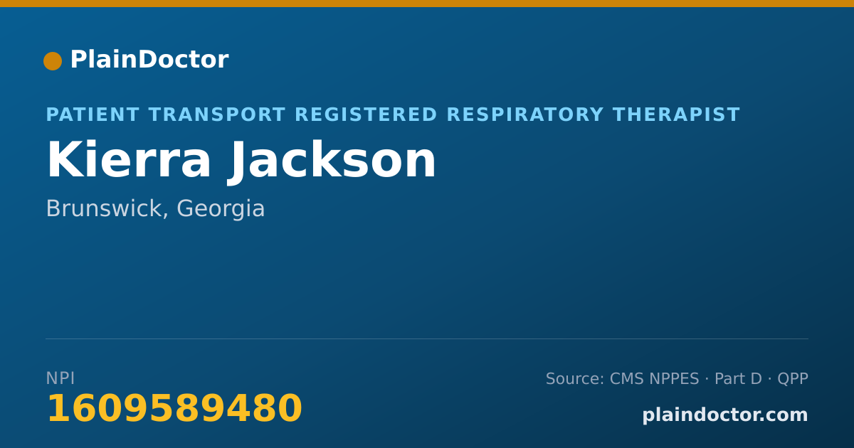 Shareable card for Kierra Jackson - Patient Transport Registered Respiratory Therapist, Brunswick, GA