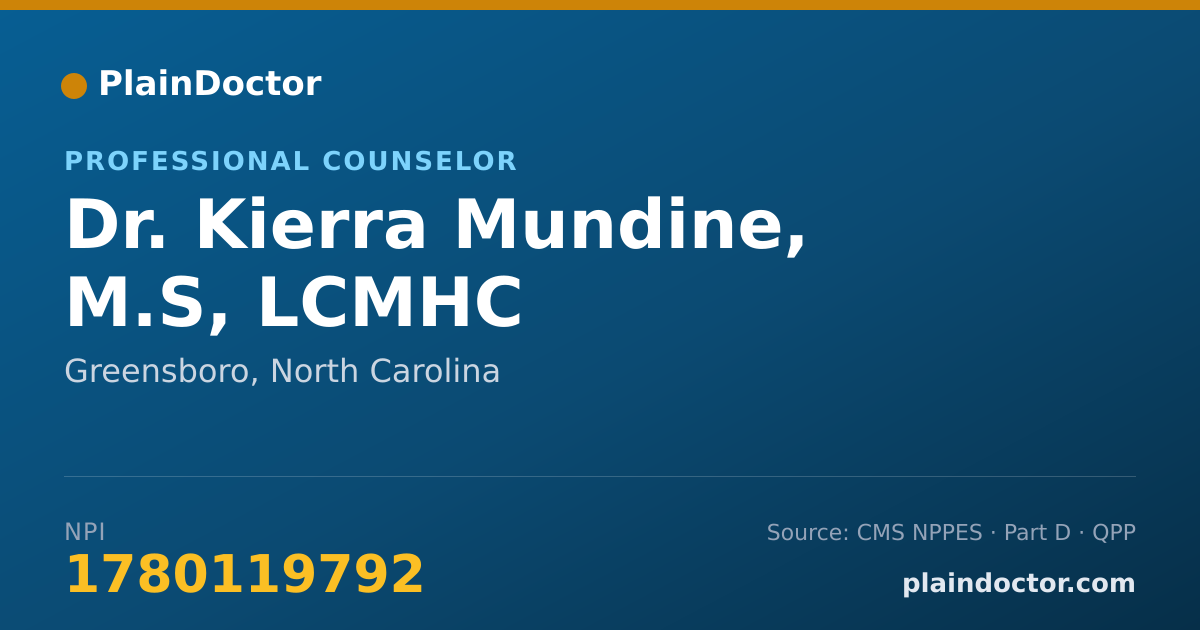 Shareable card for Kierra Mundine, M.S, LCMHC - Professional Counselor, Greensboro, NC