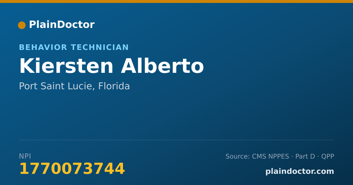 Shareable card for Kiersten Alberto - Behavior Technician, Port Saint Lucie, FL
