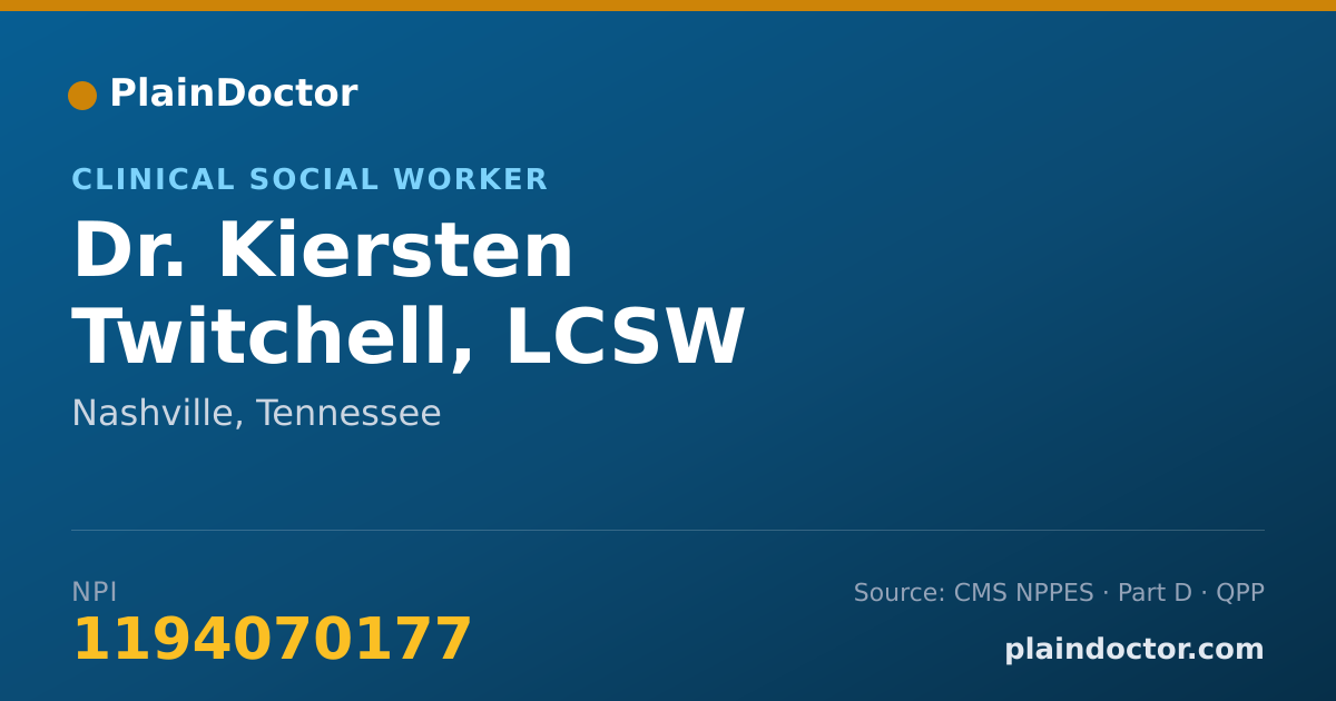 Shareable card for Kiersten Twitchell, LCSW - Clinical Social Worker, Nashville, TN