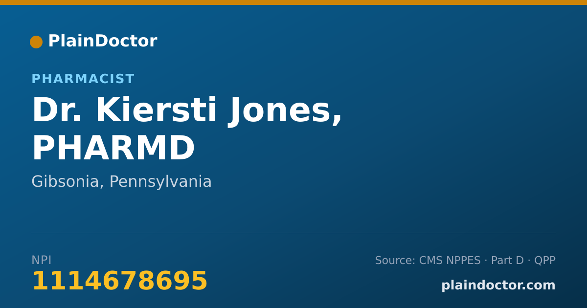 Shareable card for Kiersti Jones, PHARMD - Pharmacist, Gibsonia, PA