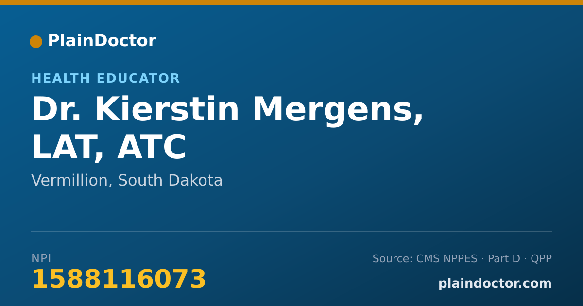 Shareable card for Kierstin Mergens, LAT, ATC - Health Educator, Vermillion, SD