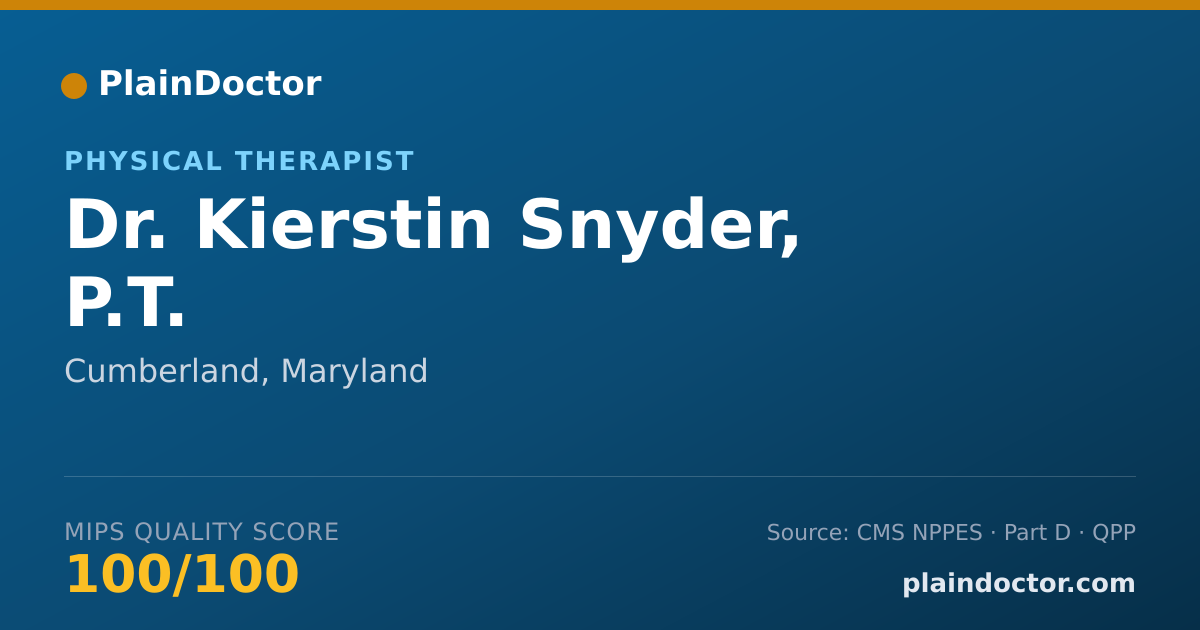 Shareable card for Kierstin Snyder, P.T. - Physical Therapist, Cumberland, MD