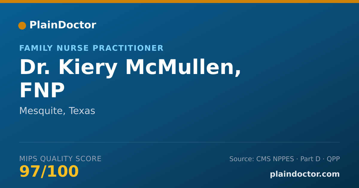 Shareable card for Kiery McMullen, FNP - Family Nurse Practitioner, Mesquite, TX