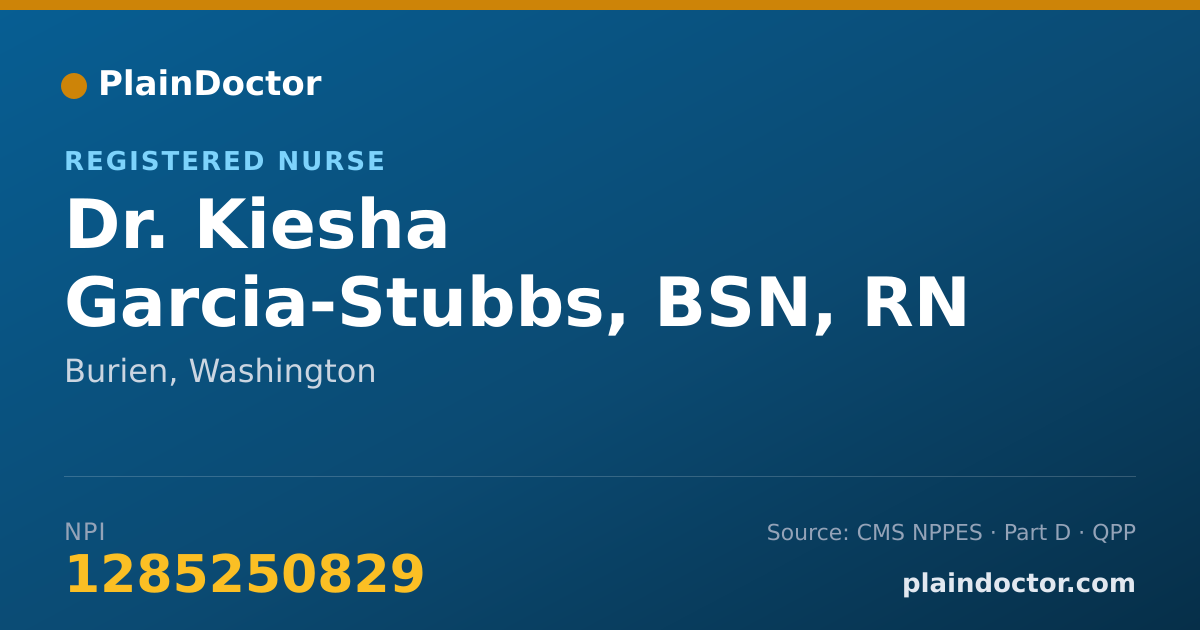 Shareable card for Kiesha Garcia-Stubbs, BSN, RN - Registered Nurse, Burien, WA