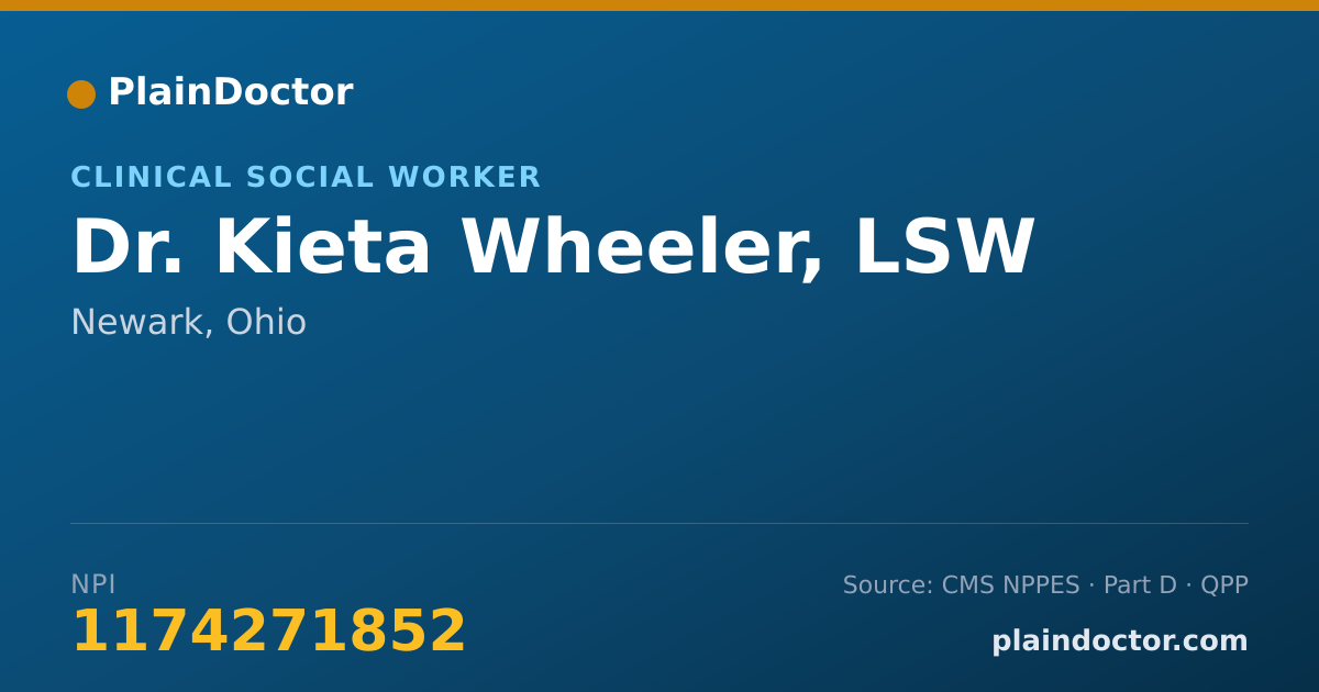 Shareable card for Kieta Wheeler, LSW - Clinical Social Worker, Newark, OH