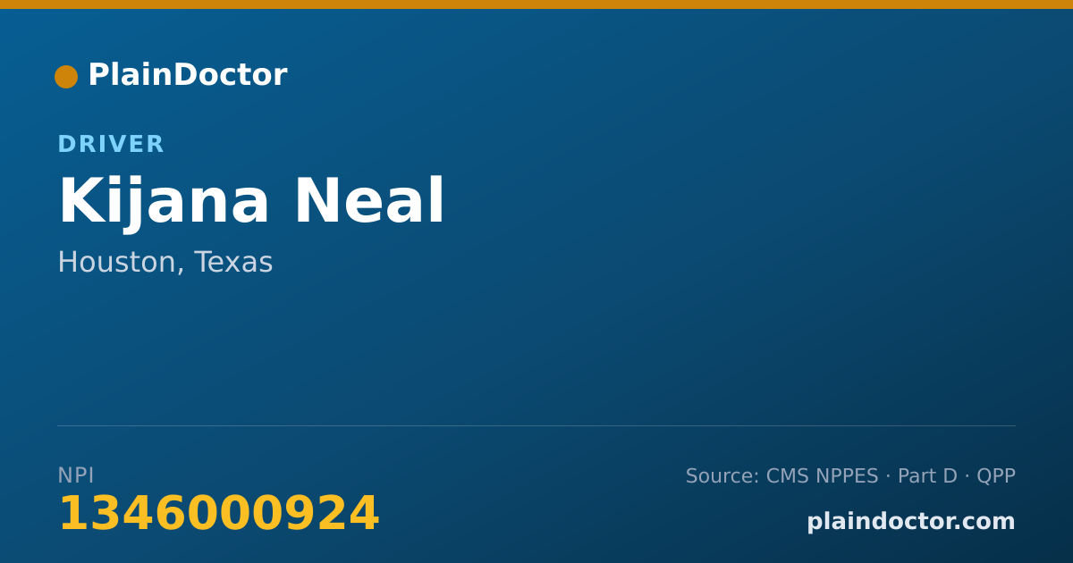 Shareable card for Kijana Neal - Driver, Houston, TX