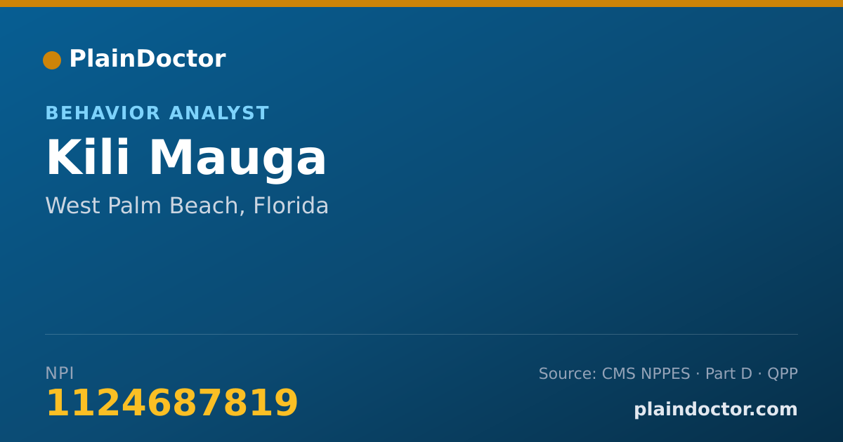 Shareable card for Kili Mauga - Behavior Analyst, West Palm Beach, FL