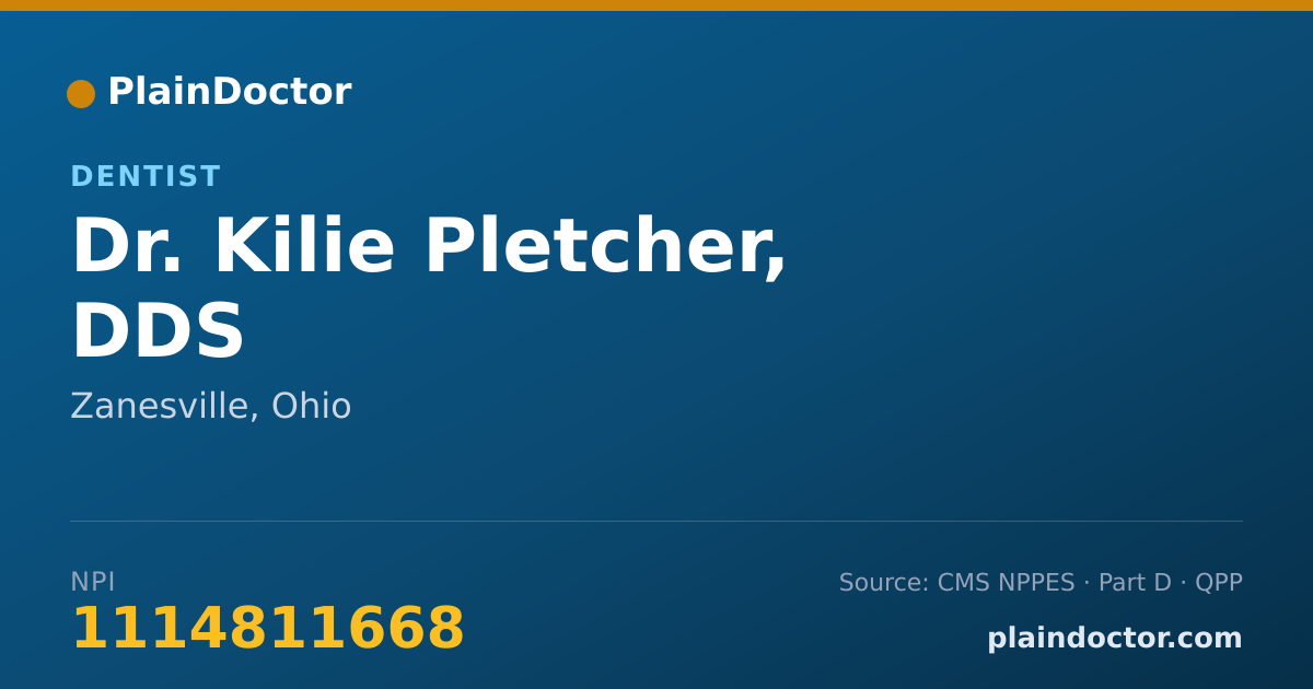 Shareable card for Kilie Pletcher, DDS - Dentist, Zanesville, OH