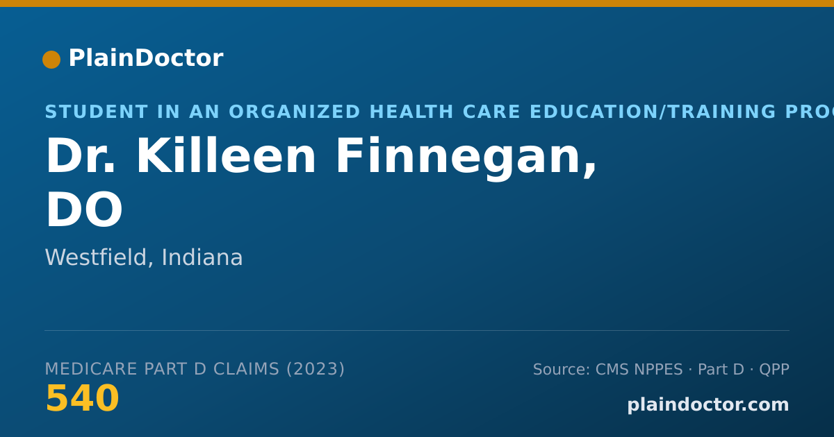Shareable card for Killeen Finnegan, DO - Student in an Organized Health Care Education/Training Program, Westfield, IN