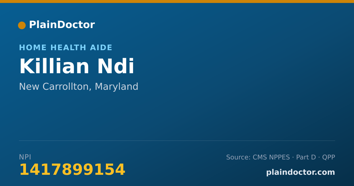 Shareable card for Killian Ndi - Home Health Aide, New Carrollton, MD
