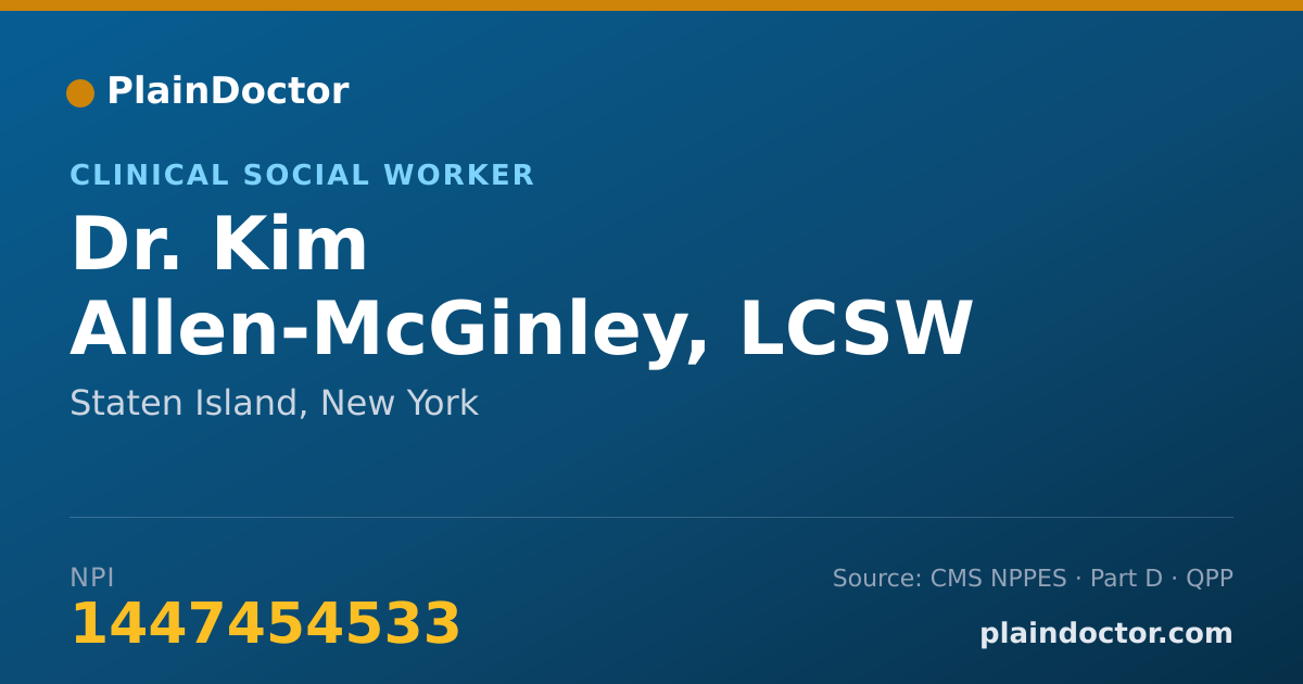Shareable card for Kim Allen-McGinley, LCSW - Clinical Social Worker, Staten Island, NY