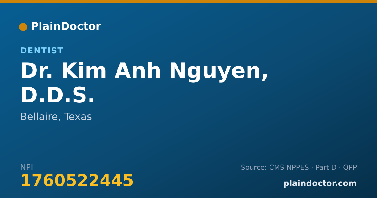 Shareable card for Kim Anh Nguyen, D.D.S. - Dentist, Bellaire, TX
