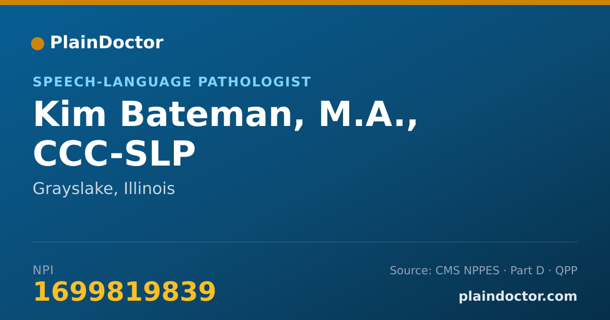 Shareable card for Kim Bateman, M.A., CCC-SLP - Speech-Language Pathologist, Grayslake, IL