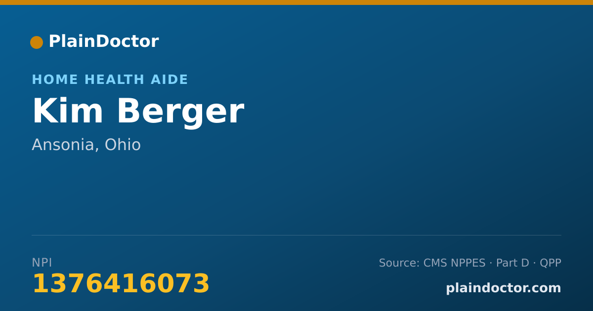Shareable card for Kim Berger - Home Health Aide, Ansonia, OH