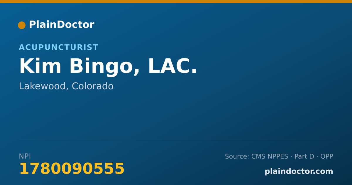 Shareable card for Kim Bingo, LAC. - Acupuncturist, Lakewood, CO