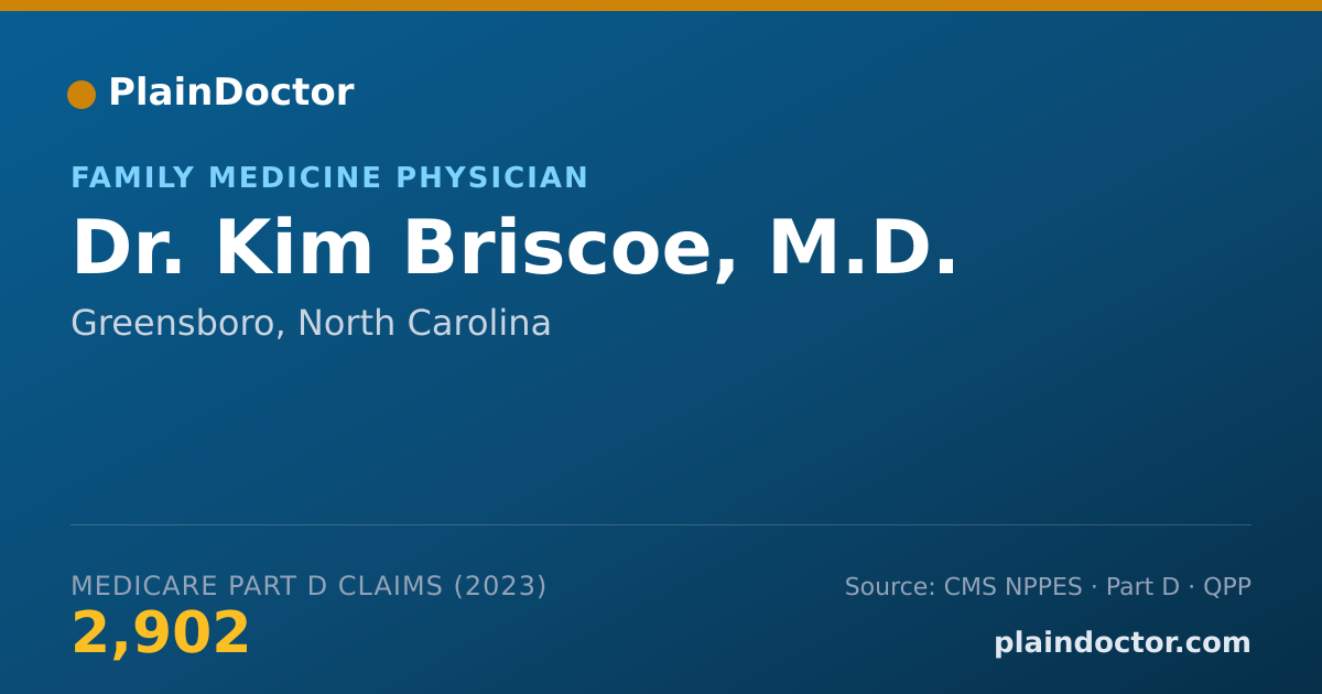 Shareable card for Kim Briscoe, M.D. - Family Medicine Physician, Greensboro, NC