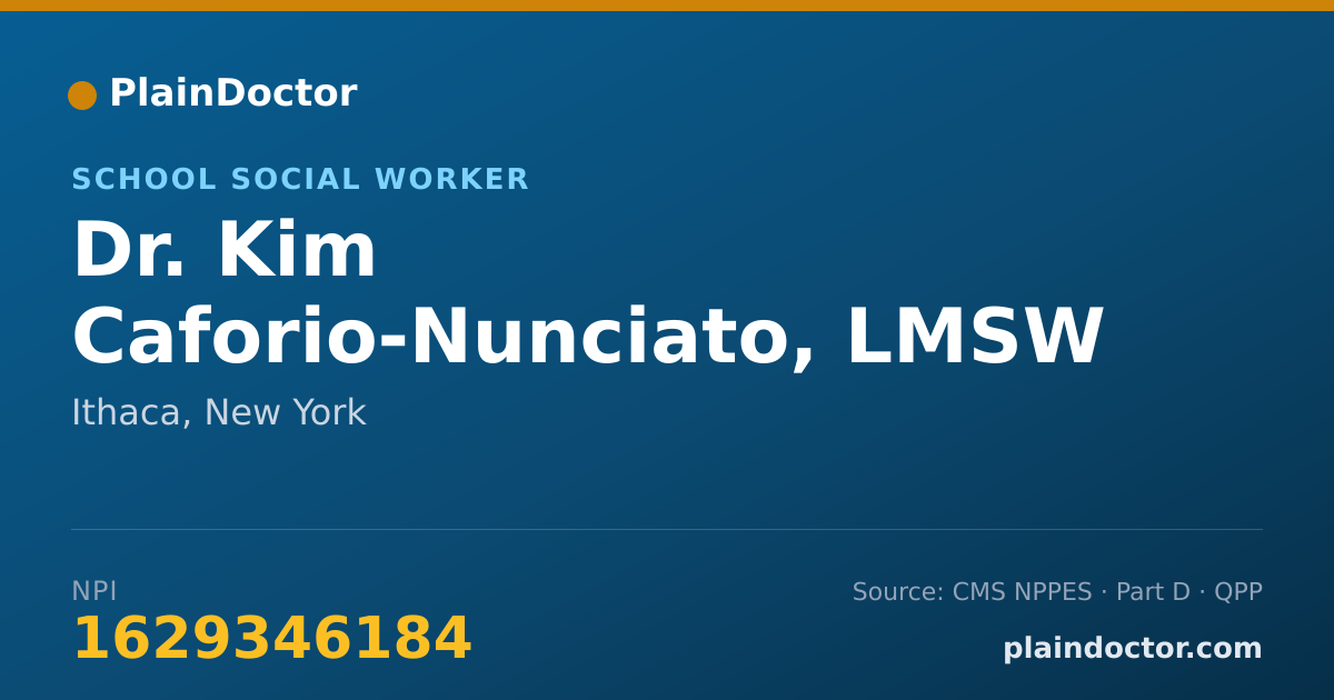 Shareable card for Kim Caforio-Nunciato, LMSW - School Social Worker, Ithaca, NY