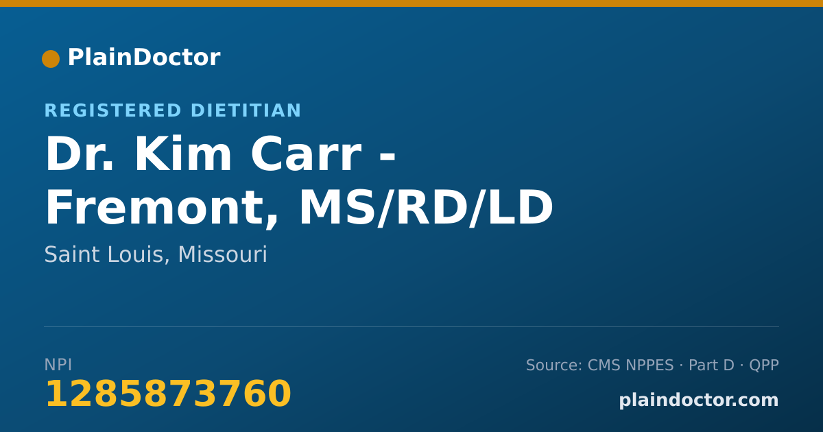 Shareable card for Kim Carr - Fremont, MS/RD/LD - Registered Dietitian, Saint Louis, MO