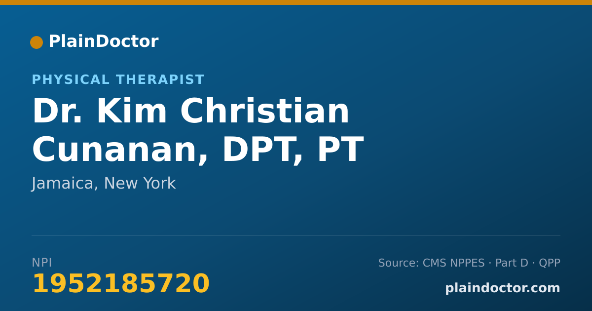 Shareable card for Kim Christian Cunanan, DPT, PT - Physical Therapist, Jamaica, NY