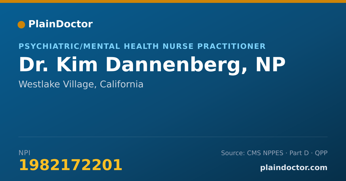 Shareable card for Kim Dannenberg, NP - Psychiatric/Mental Health Nurse Practitioner, Westlake Village, CA