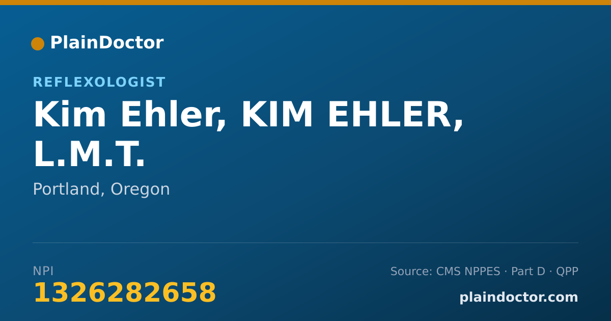 Shareable card for Kim Ehler, KIM EHLER, L.M.T. - Reflexologist, Portland, OR