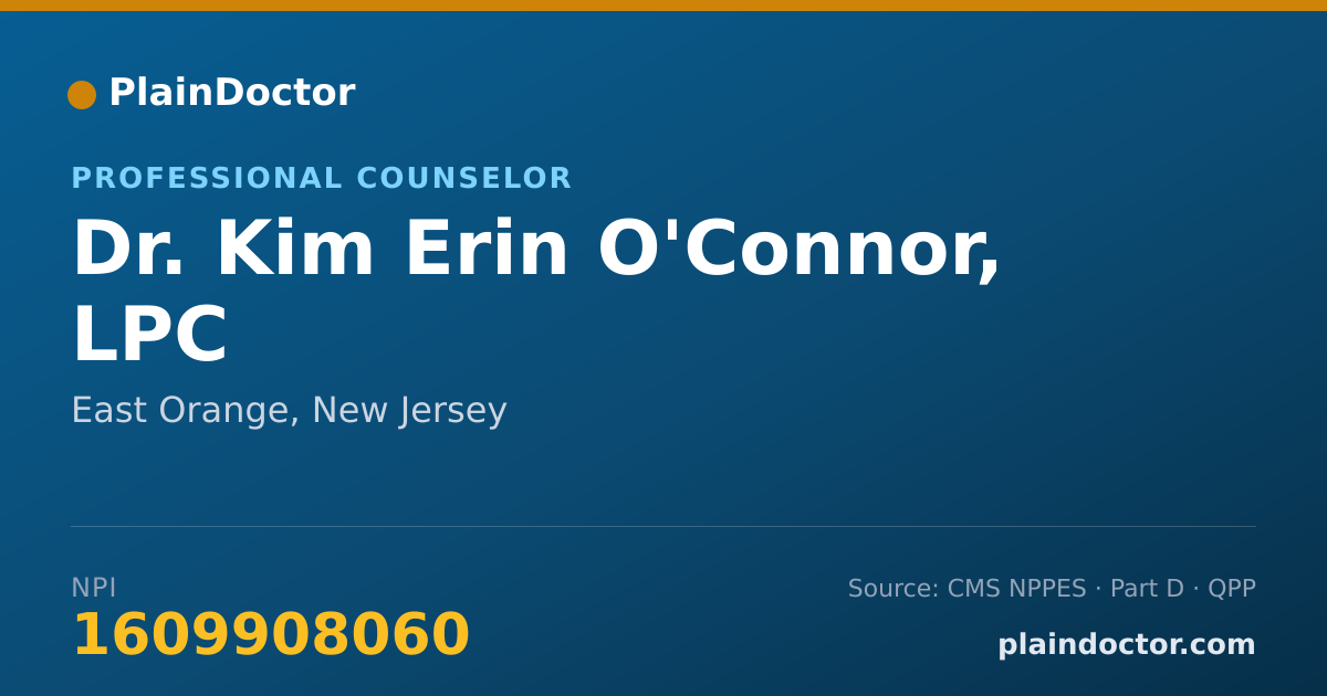 Shareable card for Kim Erin O'Connor, LPC - Professional Counselor, East Orange, NJ