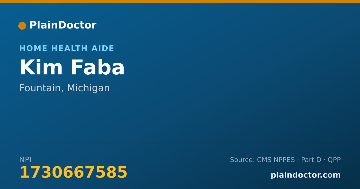 Shareable card for Kim Faba - Home Health Aide, Fountain, MI