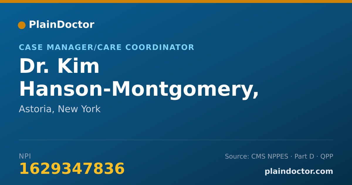 Shareable card for Kim Hanson-Montgomery, LMSW - Case Manager/Care Coordinator, Astoria, NY
