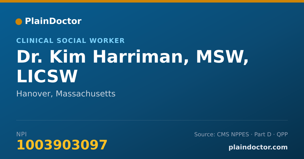Shareable card for Kim Harriman, MSW, LICSW - Clinical Social Worker, Hanover, MA