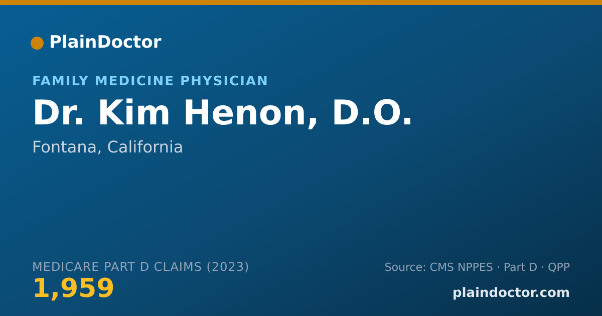 Shareable card for Kim Henon, D.O. - Family Medicine Physician, Fontana, CA