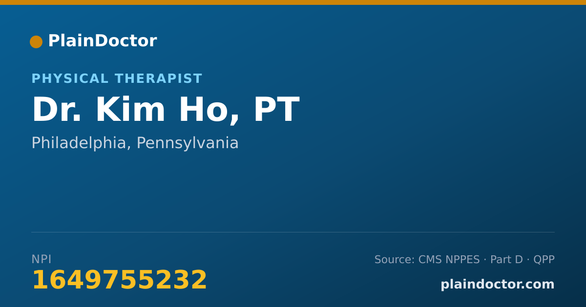Shareable card for Kim Ho, PT - Physical Therapist, Philadelphia, PA