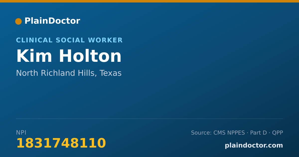 Shareable card for Kim Holton - Clinical Social Worker, North Richland Hills, TX