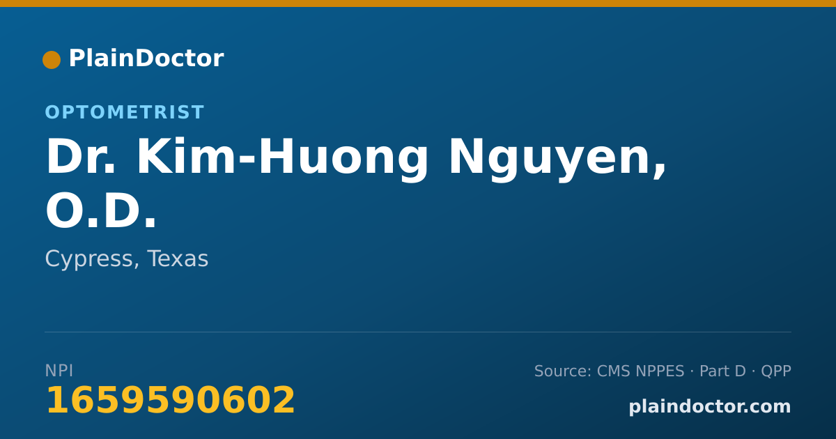Shareable card for Kim-Huong Nguyen, O.D. - Optometrist, Cypress, TX