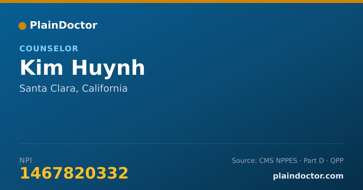 Shareable card for Kim Huynh - Counselor, Santa Clara, CA