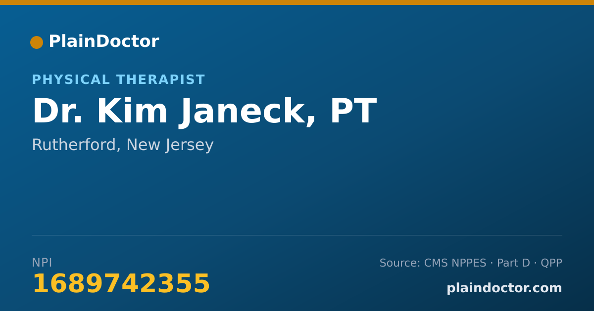 Shareable card for Kim Janeck, PT - Physical Therapist, Rutherford, NJ