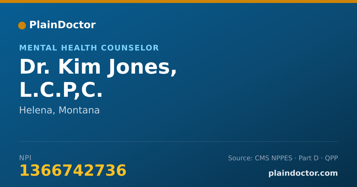 Shareable card for Kim Jones, L.C.P,C. - Mental Health Counselor, Helena, MT