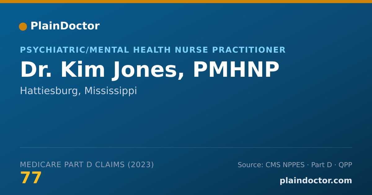 Shareable card for Kim Jones, PMHNP - Psychiatric/Mental Health Nurse Practitioner, Hattiesburg, MS