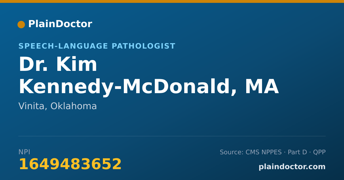 Shareable card for Kim Kennedy-McDonald, MA CCC-SP - Speech-Language Pathologist, Vinita, OK