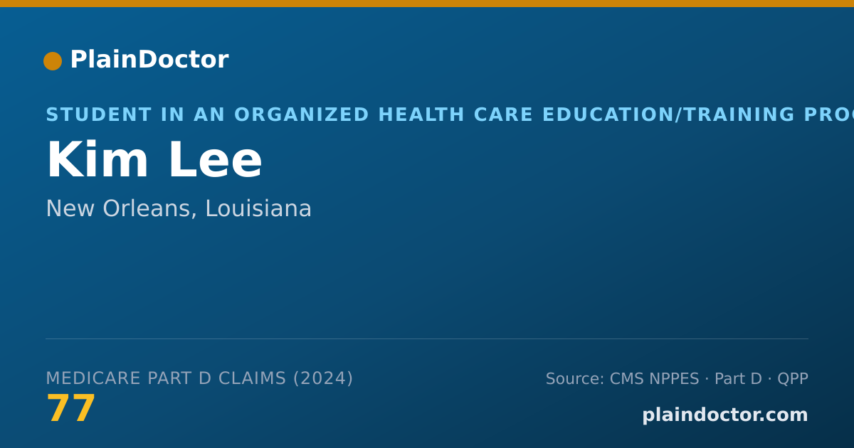 Shareable card for Kim Lee - Student in an Organized Health Care Education/Training Program, New Orleans, LA