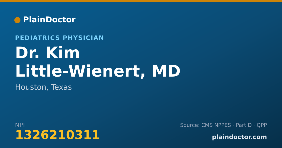 Shareable card for Kim Little-Wienert, MD - Pediatrics Physician, Houston, TX
