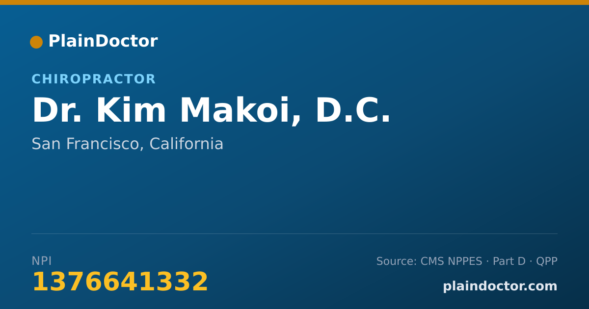 Shareable card for Kim Makoi, D.C. - Chiropractor, San Francisco, CA
