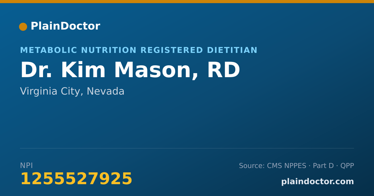 Shareable card for Kim Mason, RD - Metabolic Nutrition Registered Dietitian, Virginia City, NV