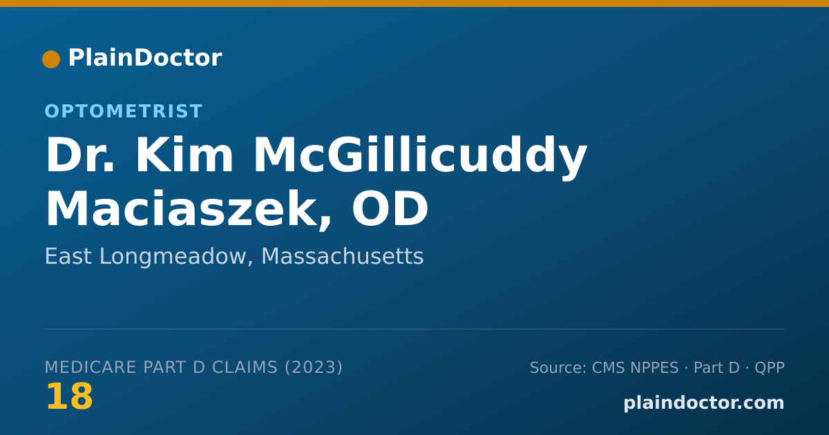 Shareable card for Kim McGillicuddy Maciaszek, OD - Optometrist, East Longmeadow, MA