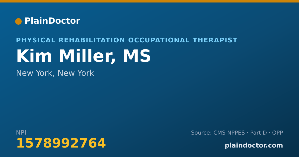 Shareable card for Kim Miller, MS - Physical Rehabilitation Occupational Therapist, New York, NY
