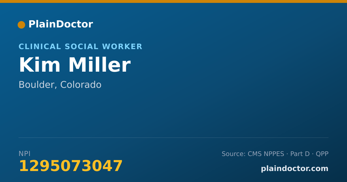 Shareable card for Kim Miller - Clinical Social Worker, Boulder, CO