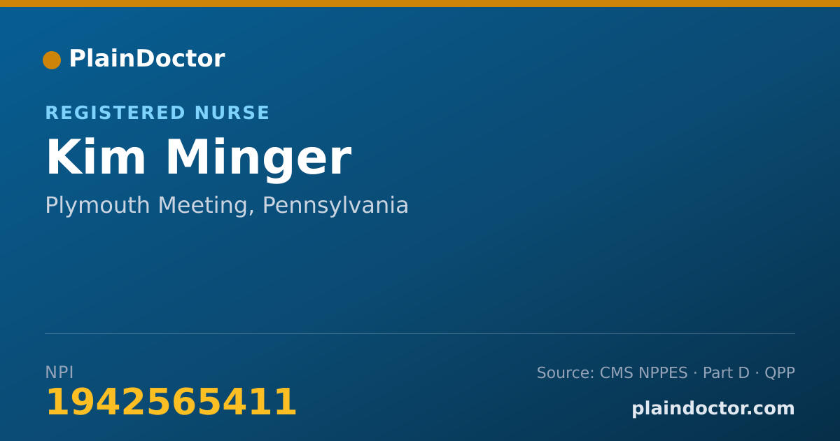 Shareable card for Kim Minger - Registered Nurse, Plymouth Meeting, PA