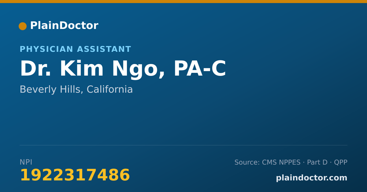 Shareable card for Kim Ngo, PA-C - Physician Assistant, Beverly Hills, CA