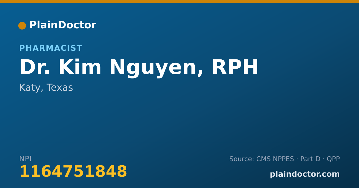 Shareable card for Kim Nguyen, RPH - Pharmacist, Katy, TX